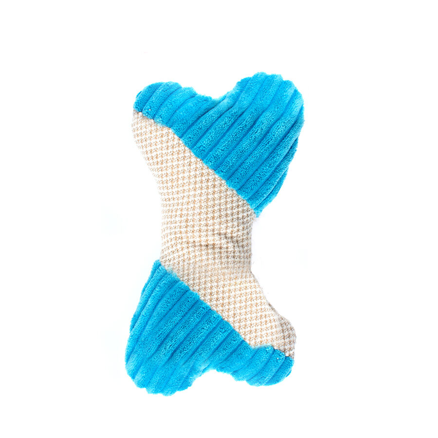 Juguete de peluche para perro Plush Premium Bone Blue de Play & Bite Imagem n&uacute;mero 1