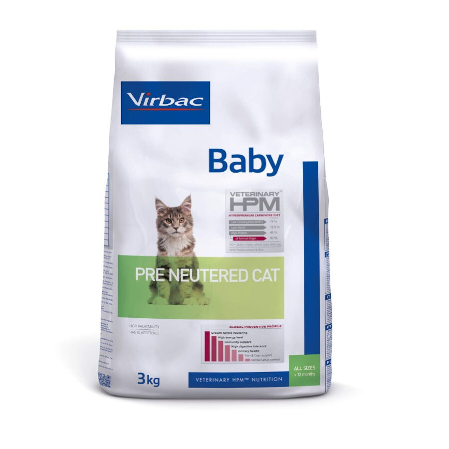 3 kg Virbac Baby Pre Neutered Hpm ra&ccedil;&atilde;o para gatos, , large Imagem n&uacute;mero 1