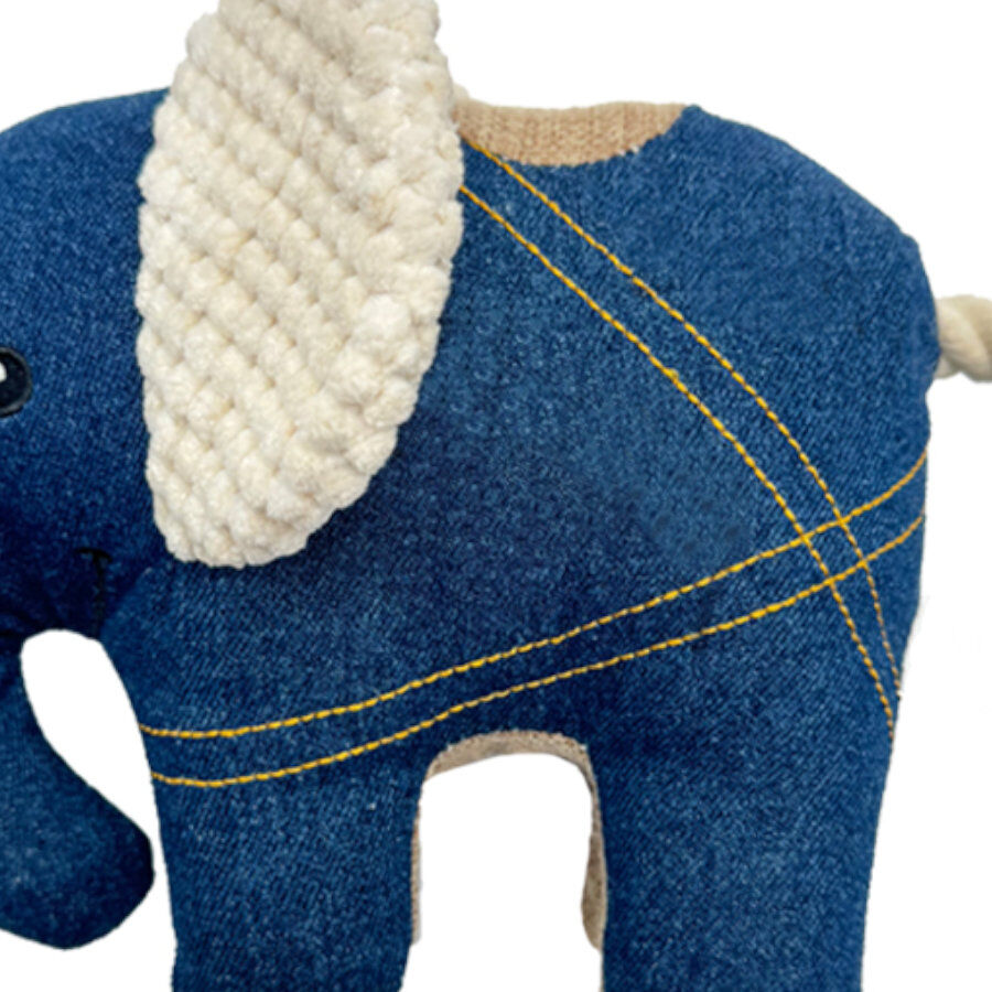 Tootoy! Comfort Denim Elephant peluche com som para c&atilde;es, , large Imagem n&uacute;mero 3