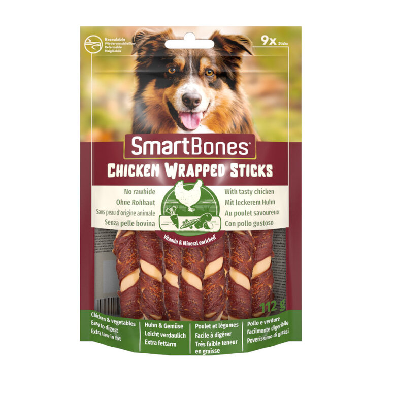 9 sticks SmartBones Barritas Wrapped Sticks de Frango Mini para cães,  Imagem número 1 9 sticks SmartBones Barritas Wrapped Sticks de Frango Mini para cães, , large Imagem número 1