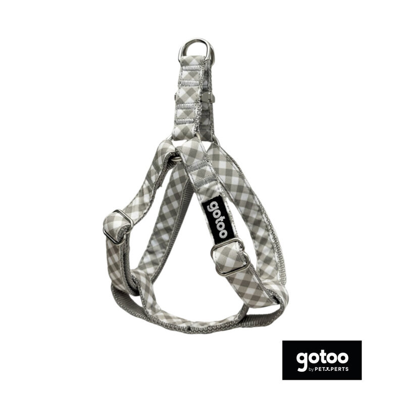 Gotoo Peitoral estampado xadrez vichy cinza para cães,  Imagem número 2 Gotoo Peitoral estampado xadrez vichy cinza para cães, , large Imagem número 2