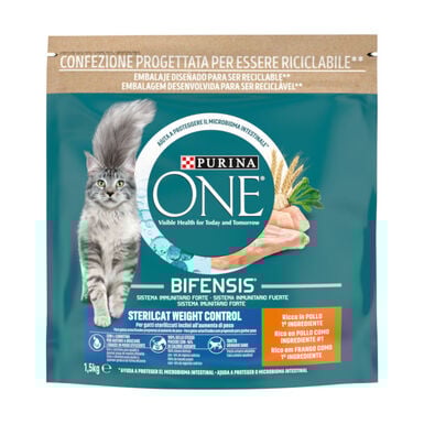 One Bifensis Esterilizado Controlo de Peso frango ração para gatos