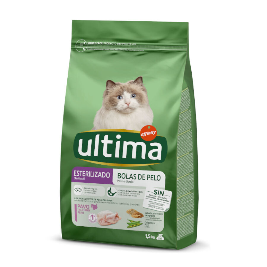 Affinity Ultima Feline Adult Sterilized Hairball Control pavo y cebada 1,5 kg Imagem n&uacute;mero 1