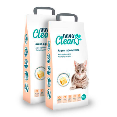 Areia Aglomerante Nova Clean 10 L Marselha para gato - 2x10 L Pack Poupan&ccedil;a