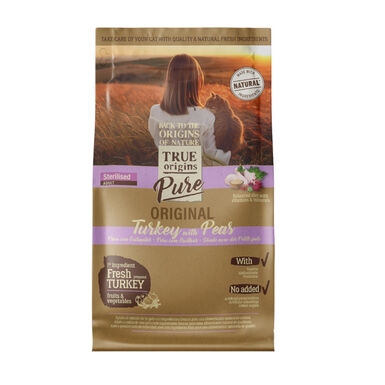 Ração para gatos True Origins Pure Adult esterilizada peru