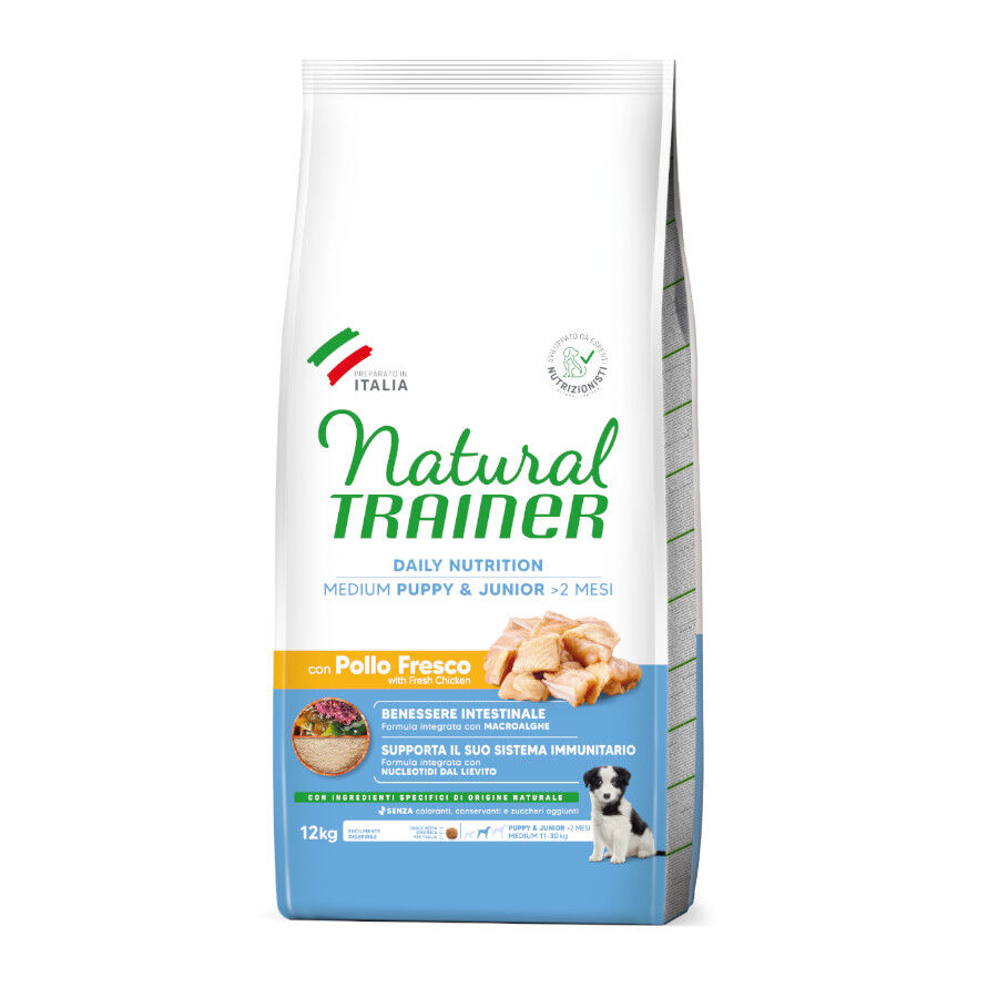 12 kg Natural Trainer Puppy & Junior Medium Ra&ccedil;&atilde;o de frango para cachorros, , large Imagem n&uacute;mero 1