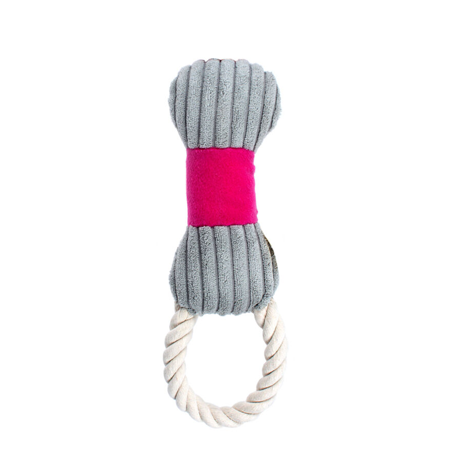 Play&Bite Osso vermelho de Peluche com corda para c&atilde;es, , large Imagem n&uacute;mero 1