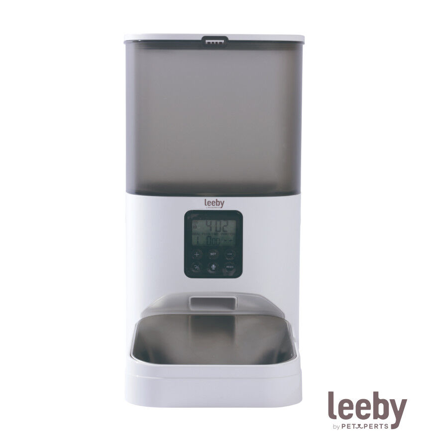Leeby Comedouro Autom&aacute;tico Program&aacute;vel Branco e Cinzento para c&atilde;es e gatos, , large Imagem n&uacute;mero 2
