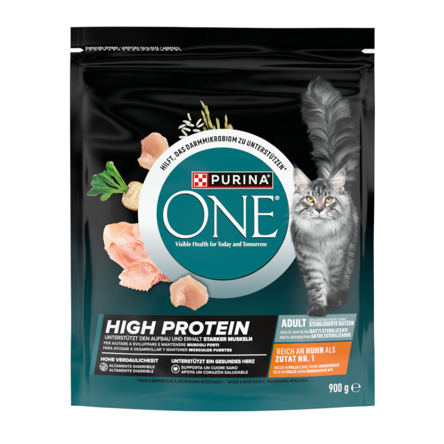 900 g Purina ONE High Protein Esterilizado Ra&ccedil;&atilde;o de frango para gatos, , large Imagem n&uacute;mero 1