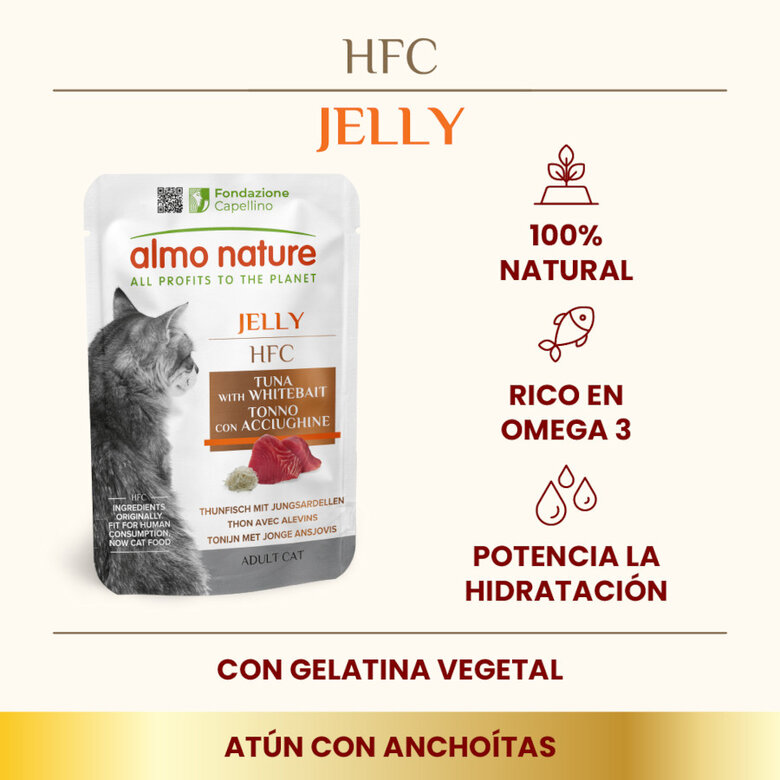 55 g Almo Nature HFC Atum com Peixe Branco em Gelatina sachê para gatos,  Imagem número 2 55 g Almo Nature HFC Atum com Peixe Branco em Gelatina sachê para gatos, , large Imagem número 2