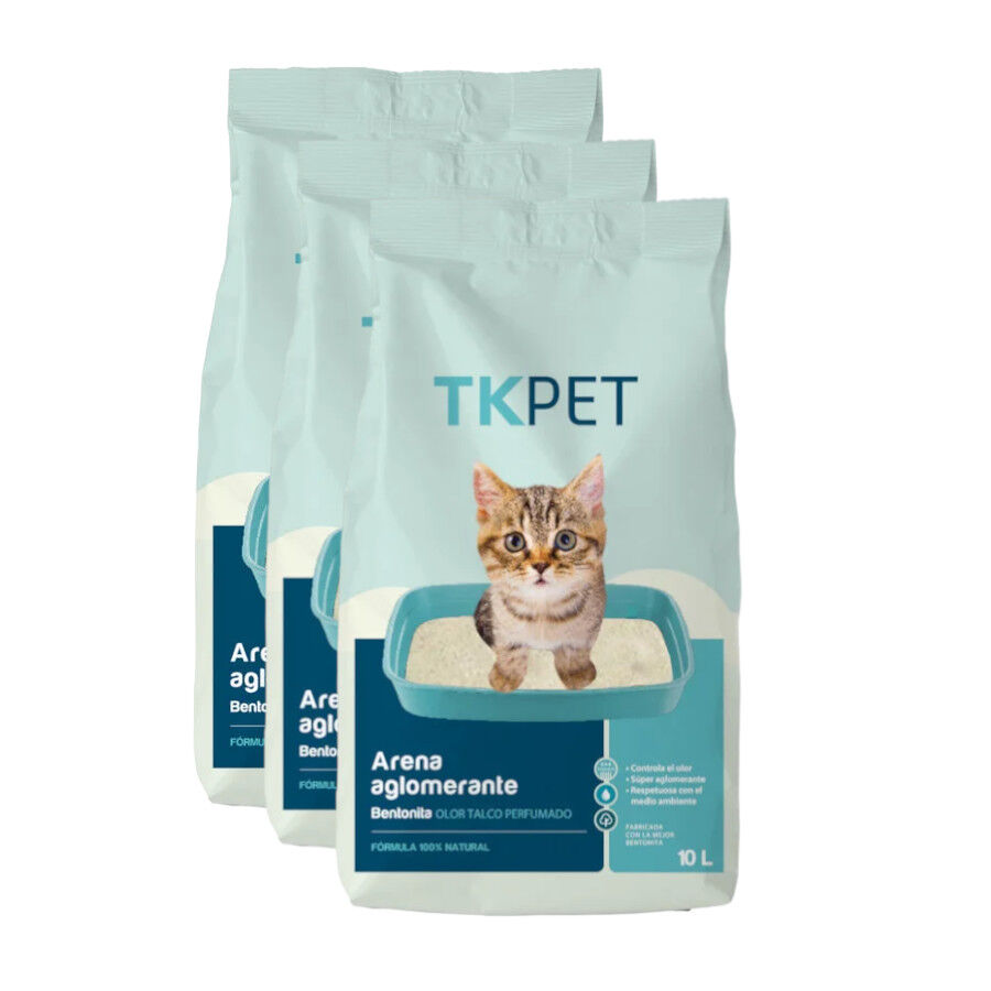3 x 10 L TK-Pet Areia Aglomerante Bentonite e Talco para gatos Pack poupan&ccedil;a!, , large Imagem n&uacute;mero 1