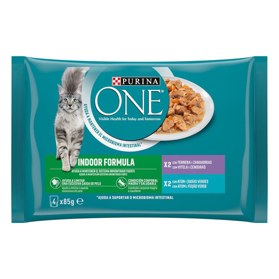 4 saquetas x 85 g Purina One Indoor Formula Saqueta em molho para gatos, , large Imagem n&uacute;mero 1