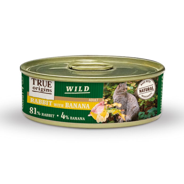 85 g True Origins Wild Adulto Coelho e Banana lata para gatos,  Imagem número 1 85 g True Origins Wild Adulto Coelho e Banana lata para gatos, , large Imagem número 1