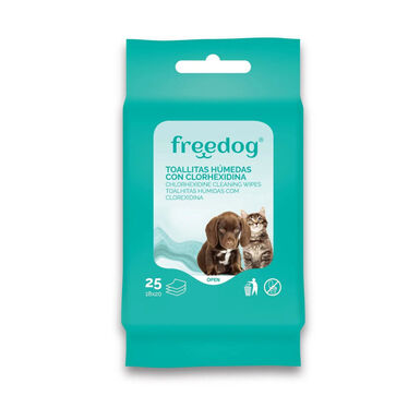 Freedog Toalhitas húmidas com clorexidina para cães e gatos