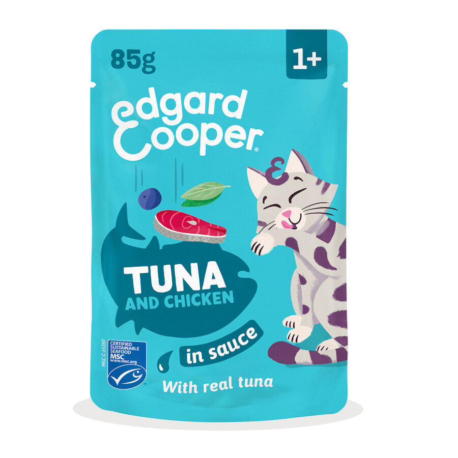 85 g Edgard & Cooper Comida h&uacute;mida de atum e frango em molho em saquetas para gatos, , large Imagem n&uacute;mero 1