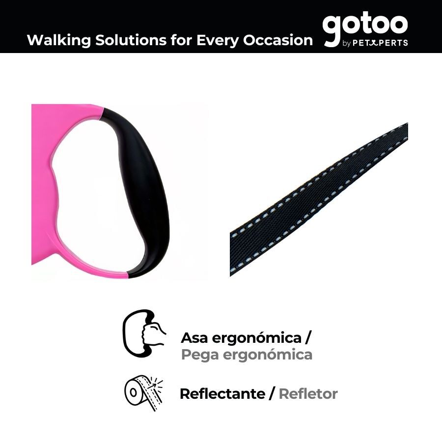 Gotoo Trela extens&iacute;vel rosa para c&atilde;es, , large Imagem n&uacute;mero 4