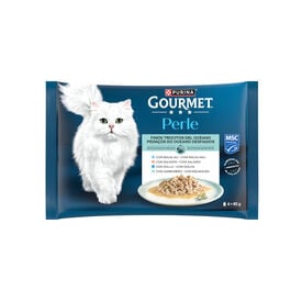 Gourmet Perle Finos Peda&ccedil;os do Oceano em molho Saquetas para gatos