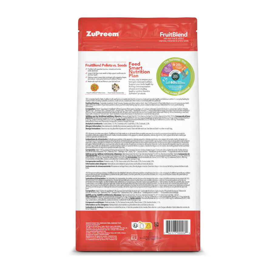 ZuPreem FruitBlend Medium Ra&ccedil;&atilde;o para p&aacute;ssaros, , large Imagem n&uacute;mero 2