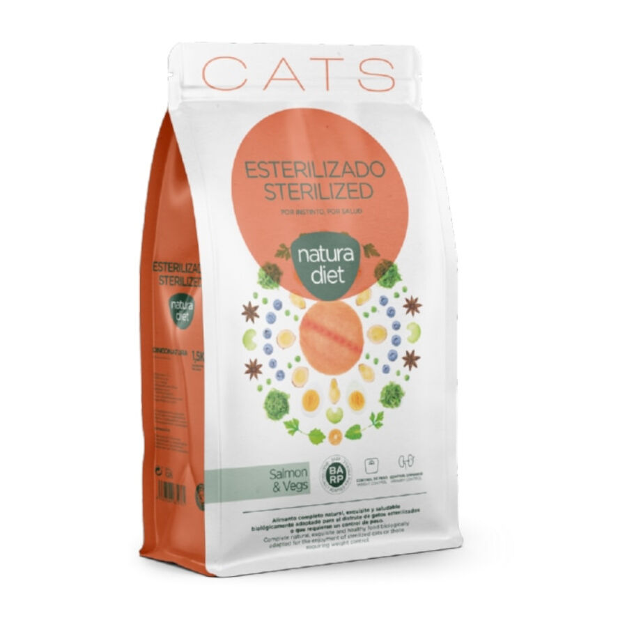 1.5 kg Natura Diet Sterilized Salm&atilde;o e Vegetais ra&ccedil;&atilde;o para gatos, , large Imagem n&uacute;mero 1