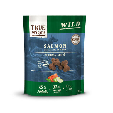 True Origins Wild Biscoitos Salmão e Alecrim para cães