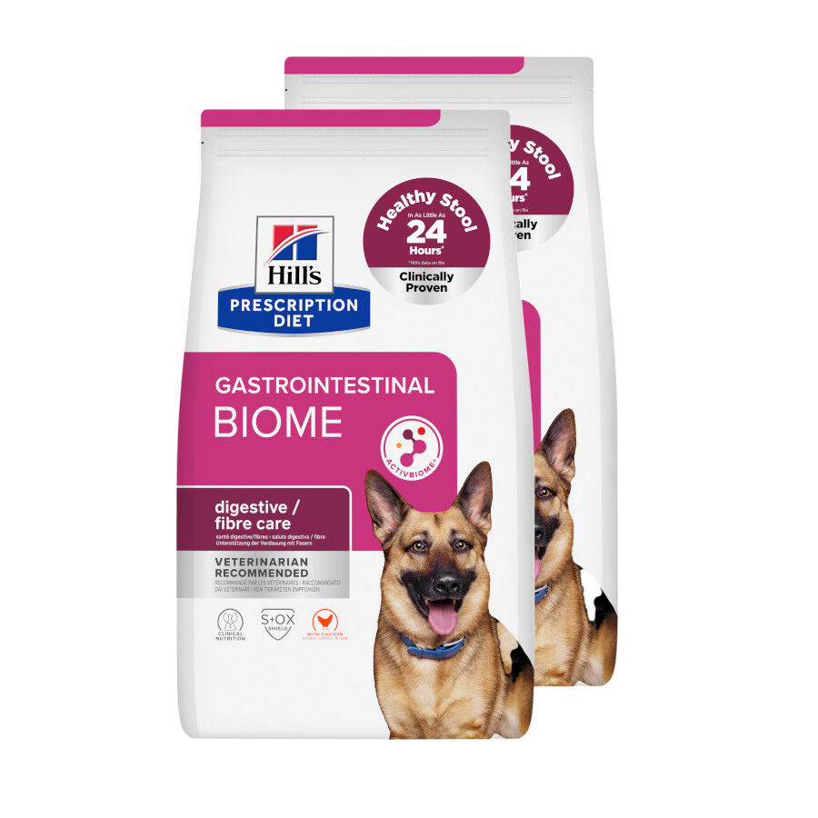 2 x 10 kg Hill's Prescription Diet Gastrointestinal Biome Frango ra&ccedil;&atilde;o para c&atilde;es Pack poupan&ccedil;a!, , large Imagem n&uacute;mero 1