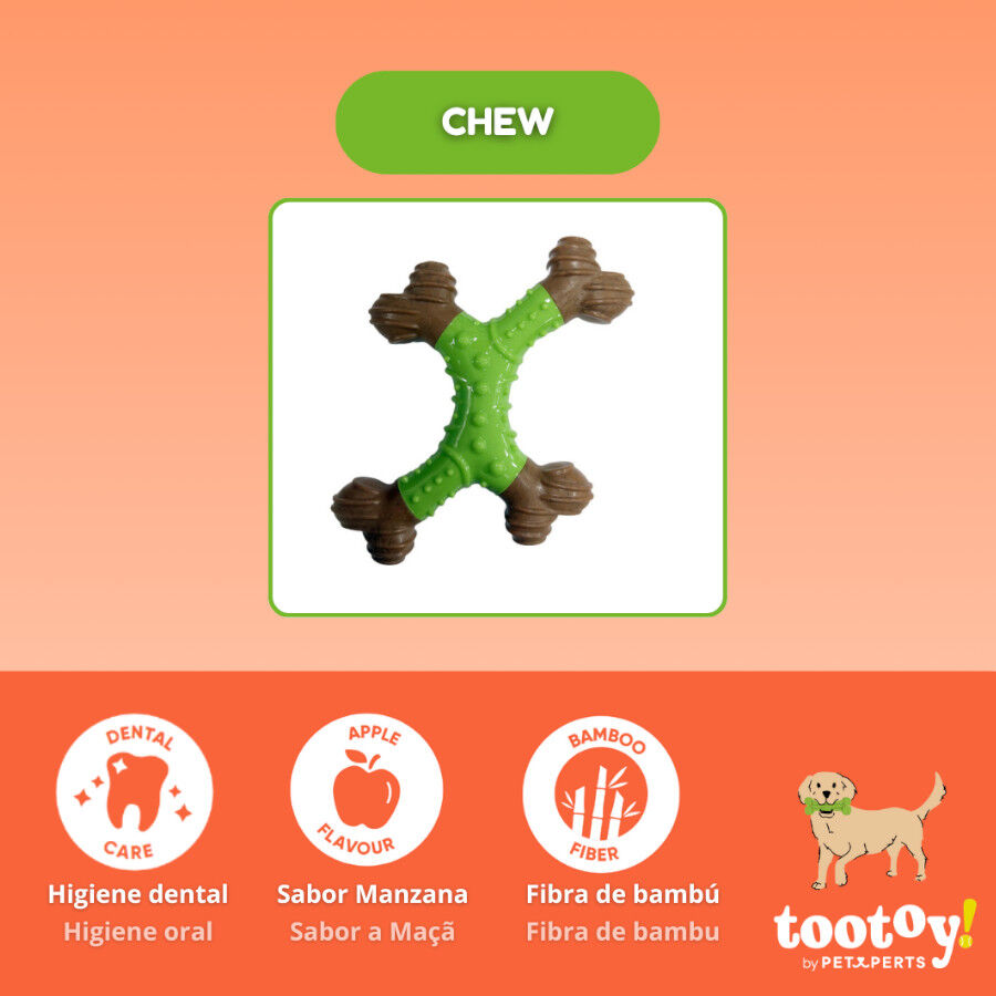 Tootoy! Chew Osso dental de bamboo sabor ma&ccedil;&atilde; para c&atilde;es, , large Imagem n&uacute;mero 3