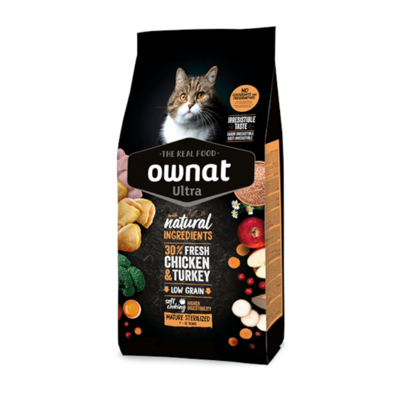 Ownat Ultra Mature Esterilizado Ração de frango e peru para gatos,  Imagem número 1 Ownat Ultra Mature Esterilizado Ração de frango e peru para gatos, , large Imagem número 1