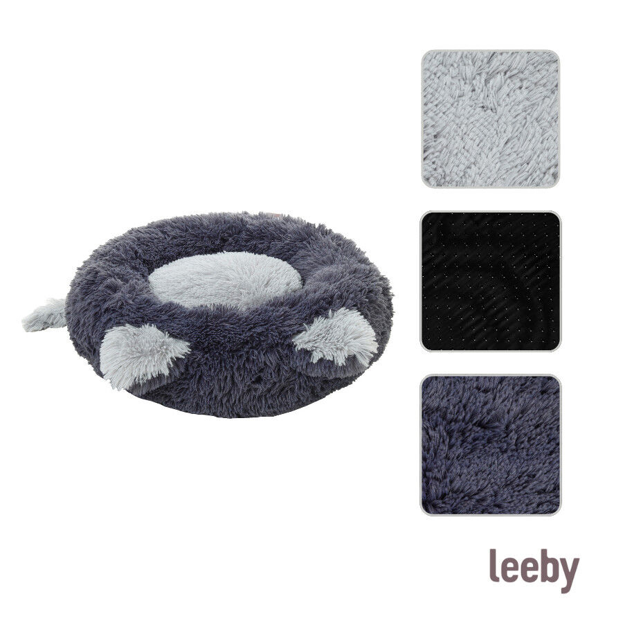 Leeby Cama Donut com Orelha e Cauda Cinzento para gatos, , large Imagem n&uacute;mero 5