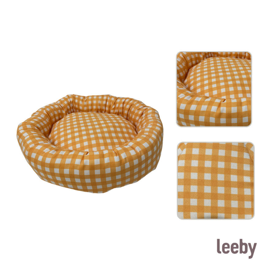 Leeby Cama Donut Vichy Laranja para gatos, , large Imagem n&uacute;mero 5