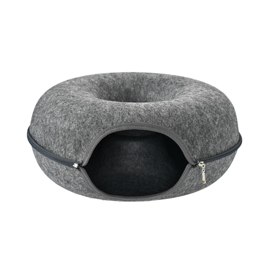 Leeby Cama T&uacute;nel Feltro Cinzento para gatos, , large Imagem n&uacute;mero 1