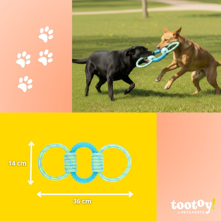 Tootoy! Pull Mordedor de borracha com tr&ecirc;s n&oacute;s para c&atilde;es, , large Imagem n&uacute;mero 4