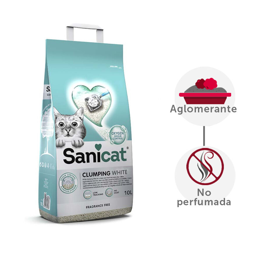 10 L Sanicat Clumping White Areia Aglomerante Branca para gatos, , large Imagem n&uacute;mero 2