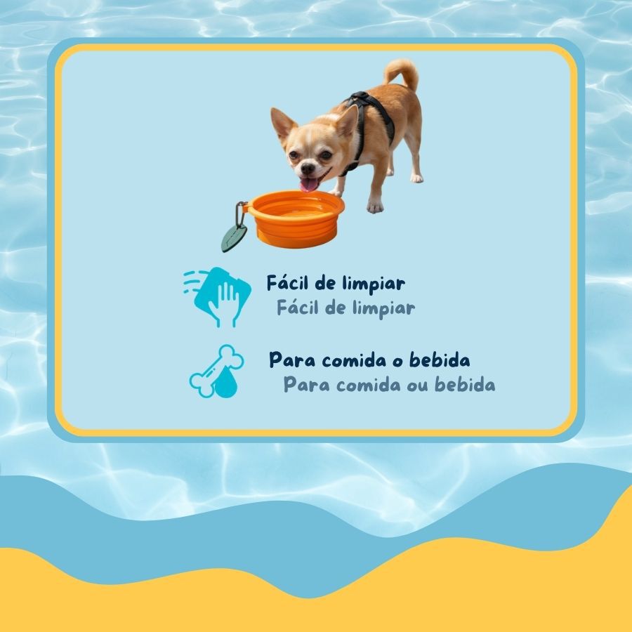 Summer Vibes Foldable Orange Bebedouro Port&aacute;til para c&atilde;es, , large Imagem n&uacute;mero 3
