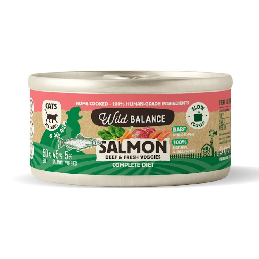 120 g Wild Balance BARF Alimento h&uacute;mido de salm&atilde;o e vitela em lata para gatos , , large Imagem n&uacute;mero 1