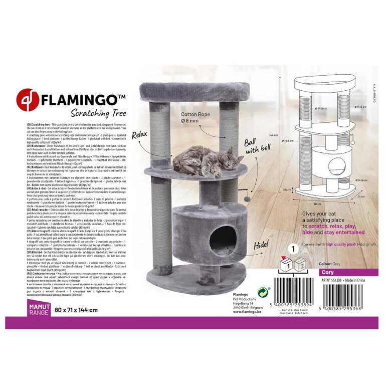 Flamingo Cory Árvore Arranhador Cinza para gatos,  Imagem número 2 Flamingo Cory Árvore Arranhador Cinza para gatos, , large Imagem número 2