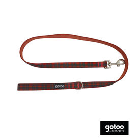 Gotoo Trela estampada tartã vermelho para cães