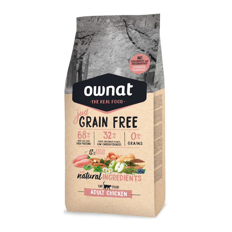 8 kg Ownat Just Grain Free Adulto Frango ra&ccedil;&atilde;o para gatos, , large Imagem n&uacute;mero 1