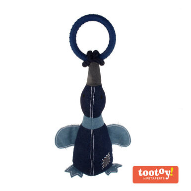 Tootoy! Comfort Denim Duck peluche com som e corda para cães