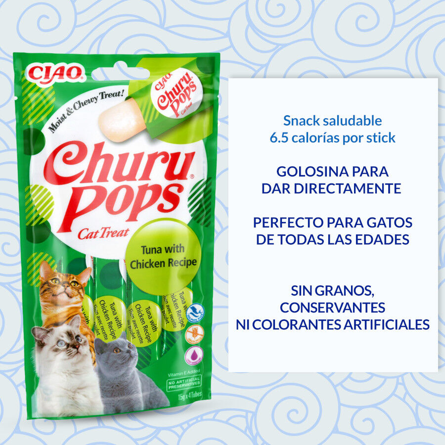 4 saquetas x 15 g Churu Sticks Pops de Atum e Frango para gatos, , large Imagem n&uacute;mero 4