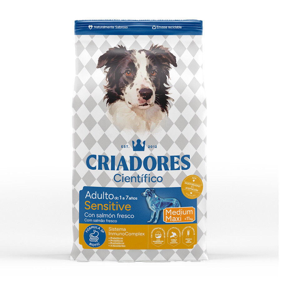 Criadores Cient&iacute;fico Sensitive Adulto Medium-Maxi Ra&ccedil;&atilde;o de salm&atilde;o para c&atilde;es, , large Imagem n&uacute;mero 1