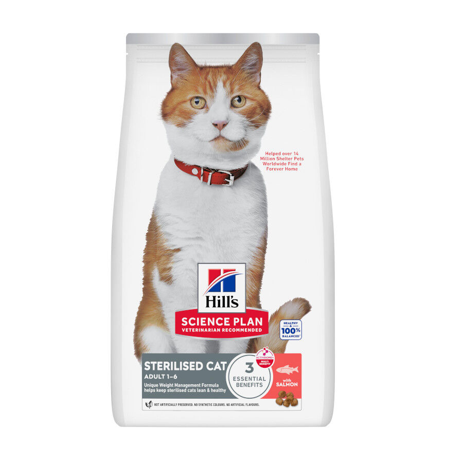 10 kg Ra&ccedil;&atilde;o Hill's Science Plan Sterilised Adult Ra&ccedil;&atilde;o de salm&atilde;o para gatos, , large Imagem n&uacute;mero 1