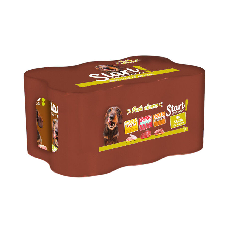 6 latas x 400 g Start! Adulto Frango, Vitela e Cordeiro em Molho lata para c&atilde;es, , large Imagem n&uacute;mero 1