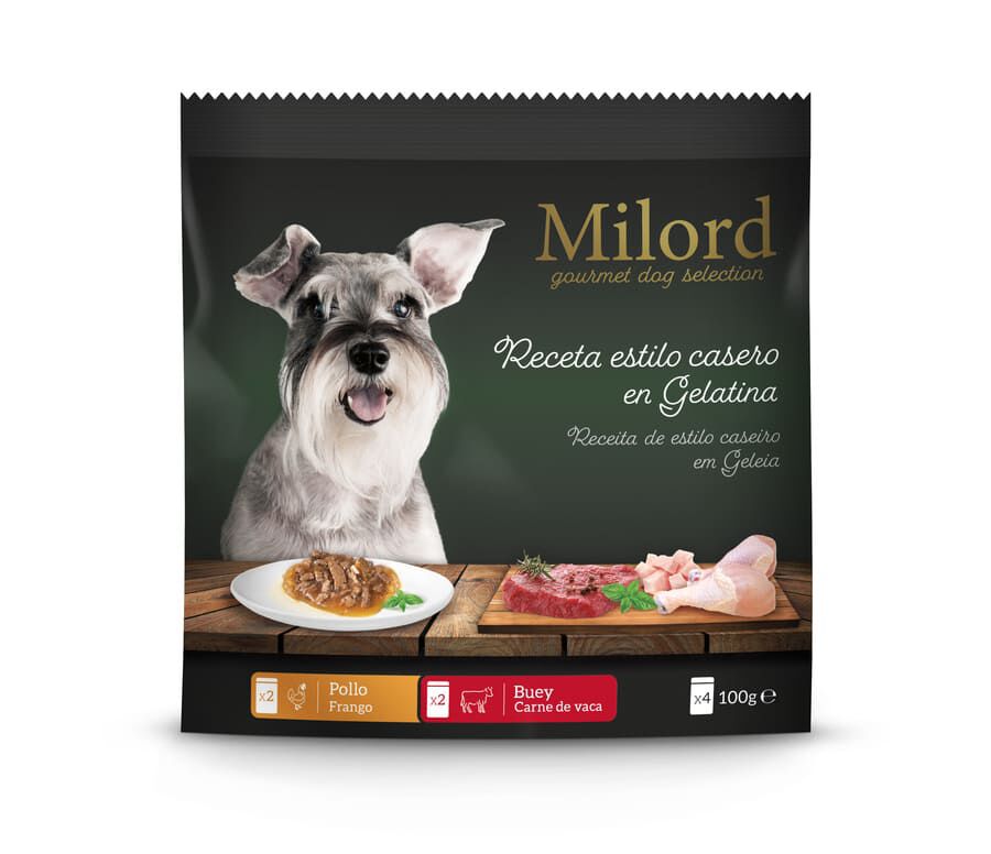 4 saquetas x 100 g Milord Adult Receita Estilo Caseira em Gelatina com Frango e Boi saquetas para c&atilde;es - Multipack, , large Imagem n&uacute;mero 1