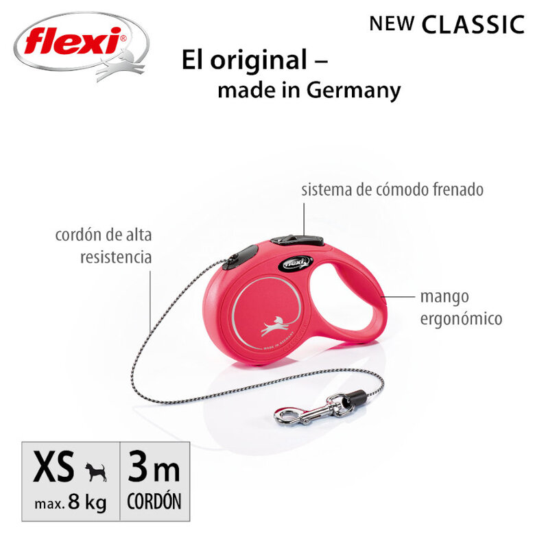 Flexi New Classic Trela extensível com cabo vermelho para cães, , large image number null