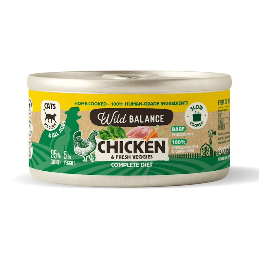 120 g Wild Balance BARF Alimento h&uacute;mido de frango e legumes em lata para gatos, , large Imagem n&uacute;mero 1