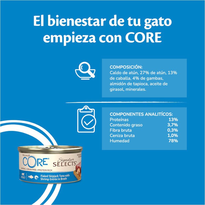 79 g Wellness Core Flaked atum lata para gatos,  Imagem número 4 79 g Wellness Core Flaked atum lata para gatos, , large Imagem número 4