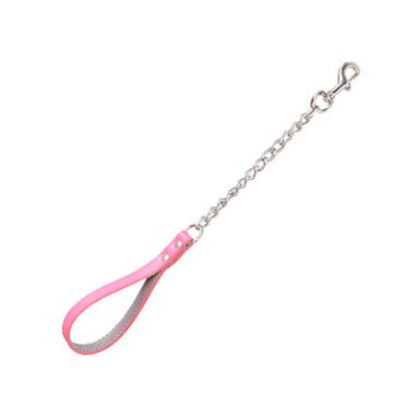 Arppe Trela curta de couro rosa para cães  