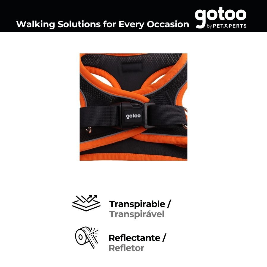 Gotoo Peitoral ajust&aacute;vel de malha laranja/preto para c&atilde;es, , large Imagem n&uacute;mero 3