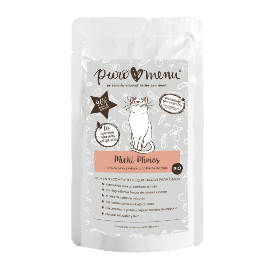 100 g Puromenu Saqueta de peru e salm&atilde;o Bio para gatos, , large Imagem n&uacute;mero 1