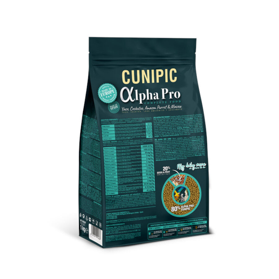 1 kg Cunipic Alpha Pro Parrots Natural Blend Comida para Papagaios, , large Imagem n&uacute;mero 2